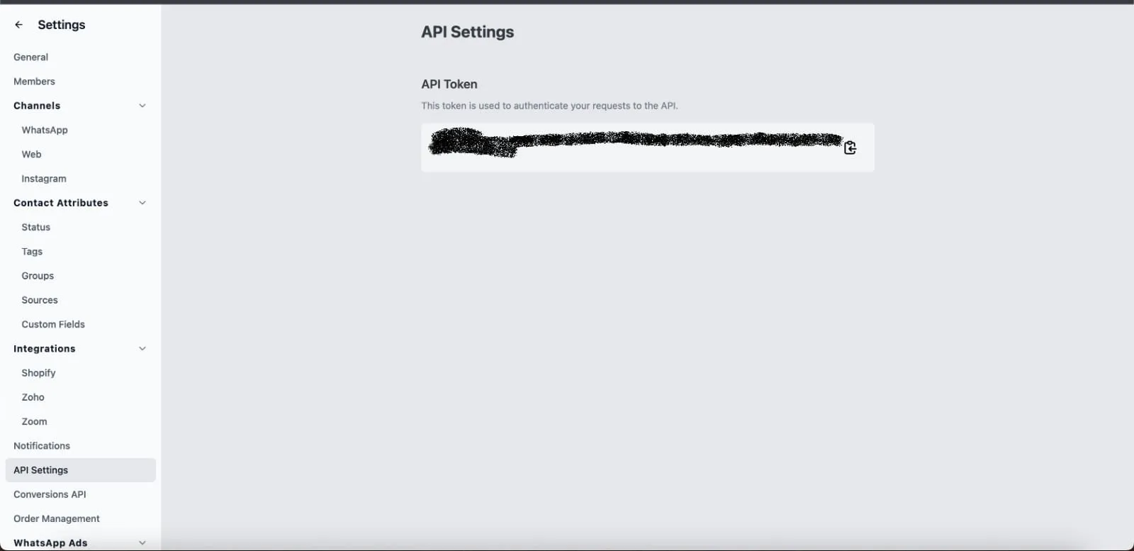 Your API Token in Wylto (Settings → API Settings) — click Show API Token and copy it.